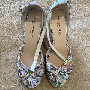 New, with tags, Christian Soriano floral wedge espadrilles.